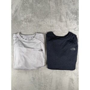 Lot Of 2 The North Face Shirts Mens Large Grey / Blue Performance Short Sleeve